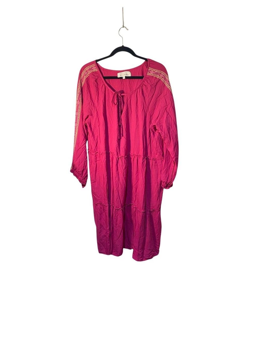 Margaux Rivera woman’s plus size pink Bill sleeve embroidered dress 3X